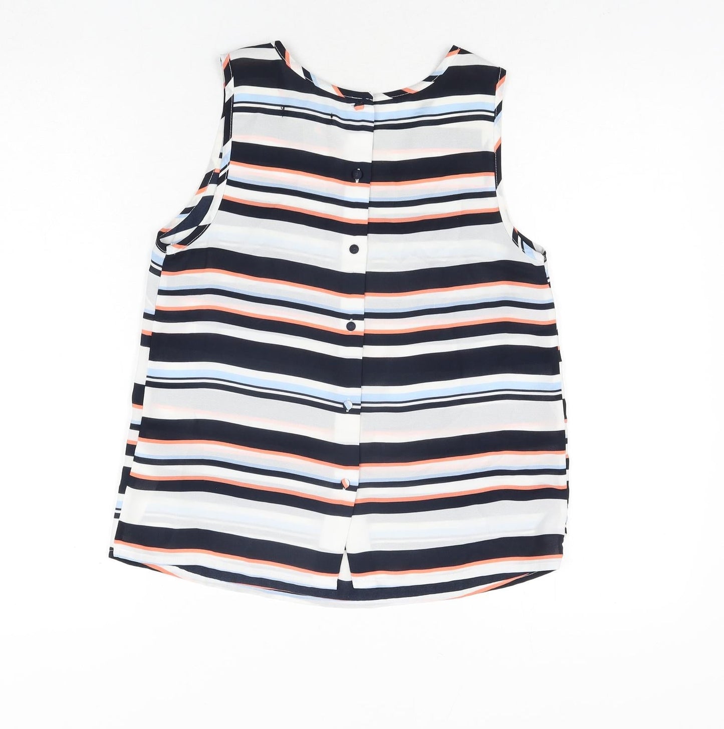 New Look Womens Multicoloured Striped Polyester Camisole Blouse Size 8 Round Neck