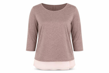 Arcadia Womens Pink Polyester Basic Blouse Size 14 Round Neck