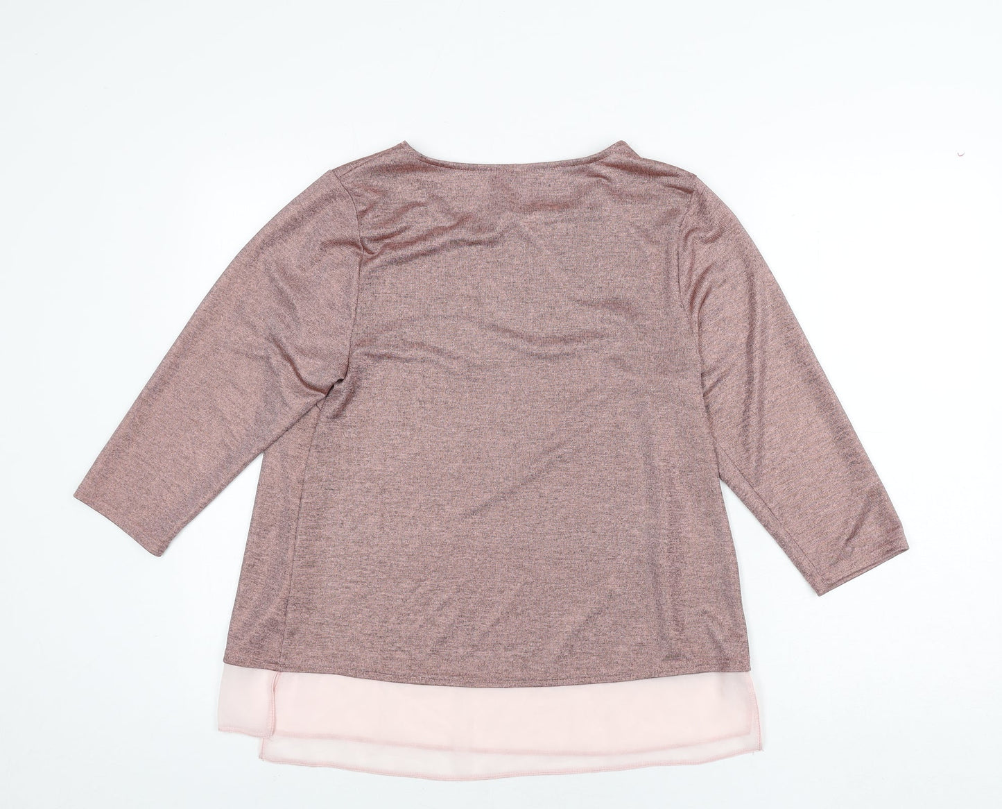 Arcadia Womens Pink Polyester Basic Blouse Size 14 Round Neck