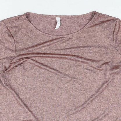 Arcadia Womens Pink Polyester Basic Blouse Size 14 Round Neck