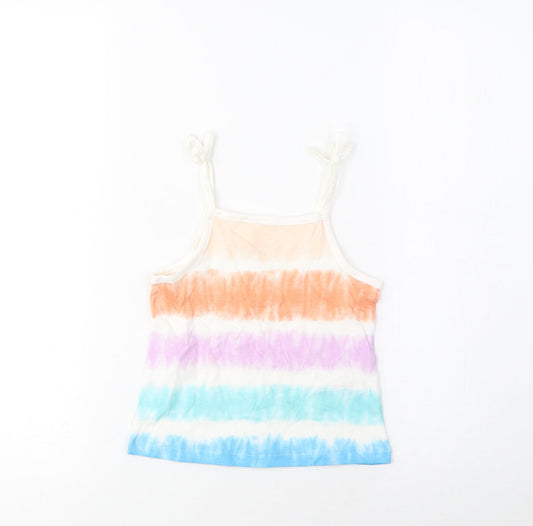 Marks and Spencer Girls Multicoloured Striped Cotton Camisole Tank Size 2-3 Years Square Neck Pullover