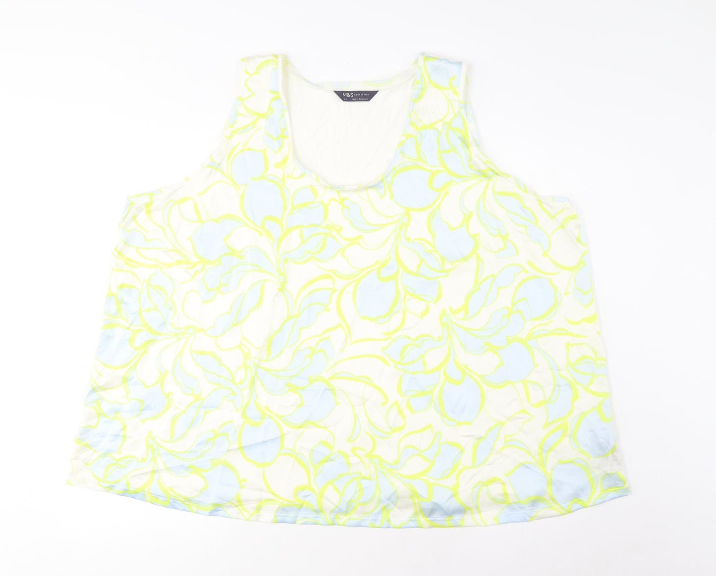 Marks and Spencer Womens Multicoloured Geometric Polyester Basic Tank Size 24 Scoop Neck