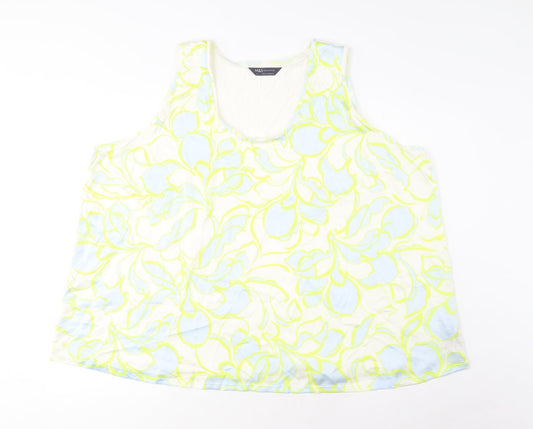 Marks and Spencer Womens Multicoloured Geometric Polyester Basic Tank Size 24 Scoop Neck
