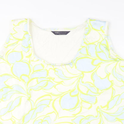 Marks & Spencer Womens Multicoloured Geometric Polyester Basic Tank Size 24 Scoop Neck