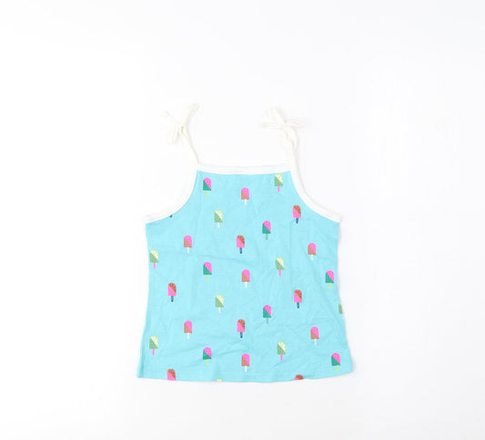 Marks and Spencer Girls Black Geometric Cotton Cropped Tank Size 3-4 Years Square Neck Pullover - Ice Lolly Print
