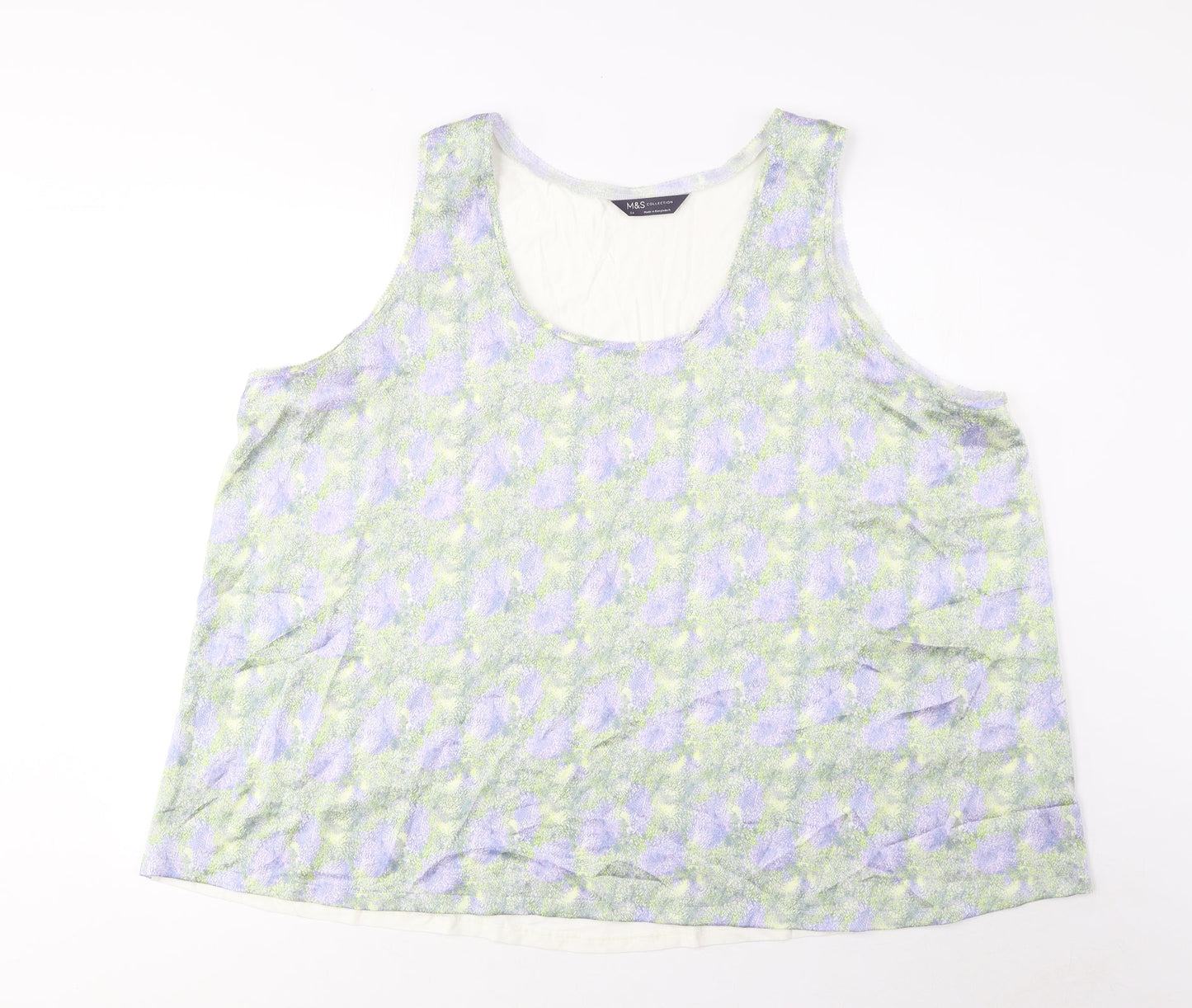 Marks and Spencer Womens Multicoloured Geometric Polyester Basic Tank Size 24 Scoop Neck