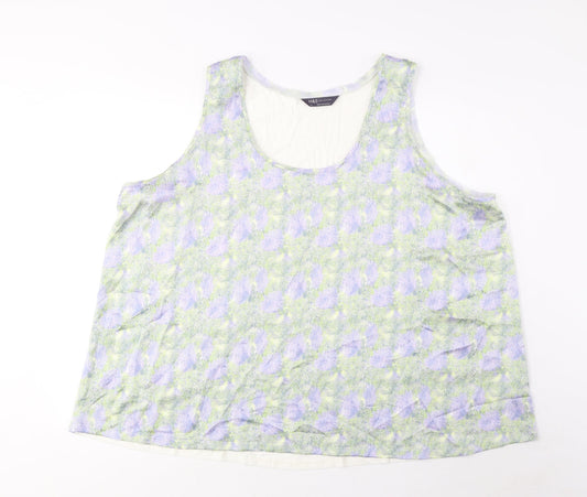 Marks and Spencer Womens Multicoloured Geometric Polyester Basic Tank Size 24 Scoop Neck