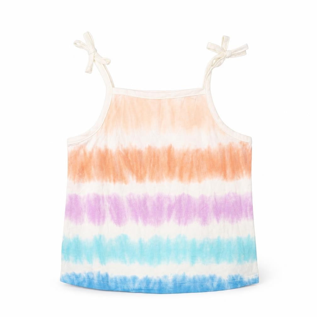 Marks & Spencer Girls Multicoloured Striped Cotton Cropped Tank Size 2-3 Years Square Neck Pullover