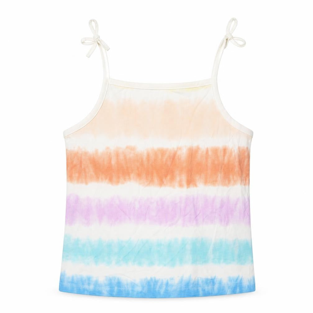 Marks & Spencer Girls Multicoloured Striped Cotton Cropped Tank Size 4-5 Years Square Neck Pullover