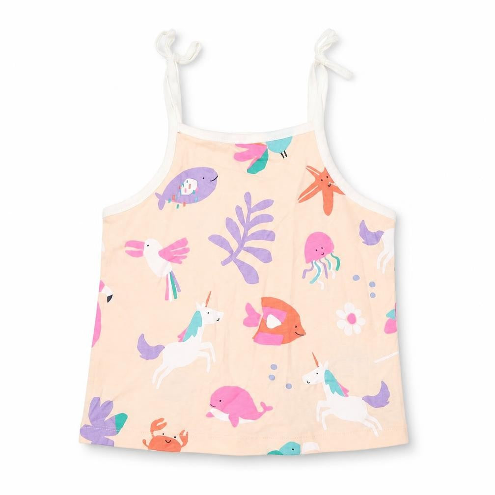 Marks & Spencer Girls Multicoloured Geometric Cotton Cropped Tank Size 2-3 Years Square Neck Pullover