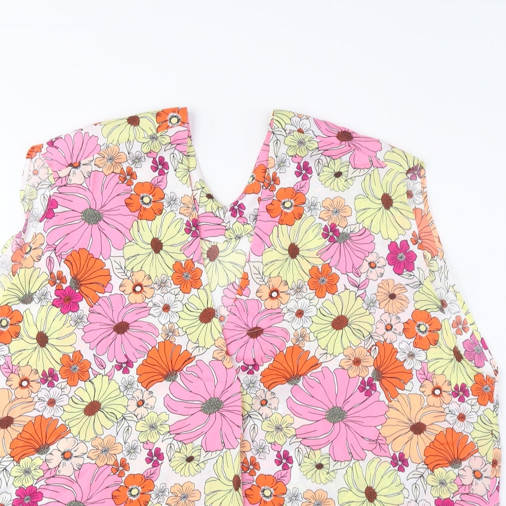 Marks and Spencer Womens Multicoloured Floral Polyester Basic Tank Size 20 V-Neck