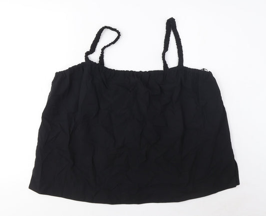 Marks and Spencer Womens Black Cotton Camisole Tank Size 20 Square Neck