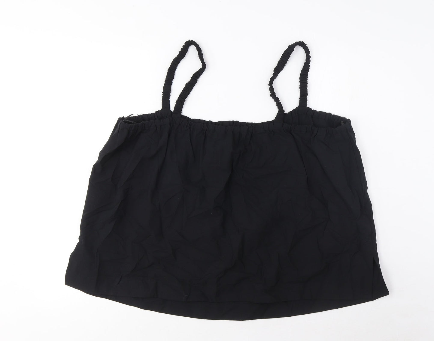 Marks and Spencer Womens Black Cotton Camisole Tank Size 20 Square Neck