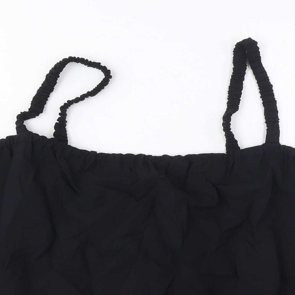 Marks and Spencer Womens Black Cotton Camisole Tank Size 20 Square Neck