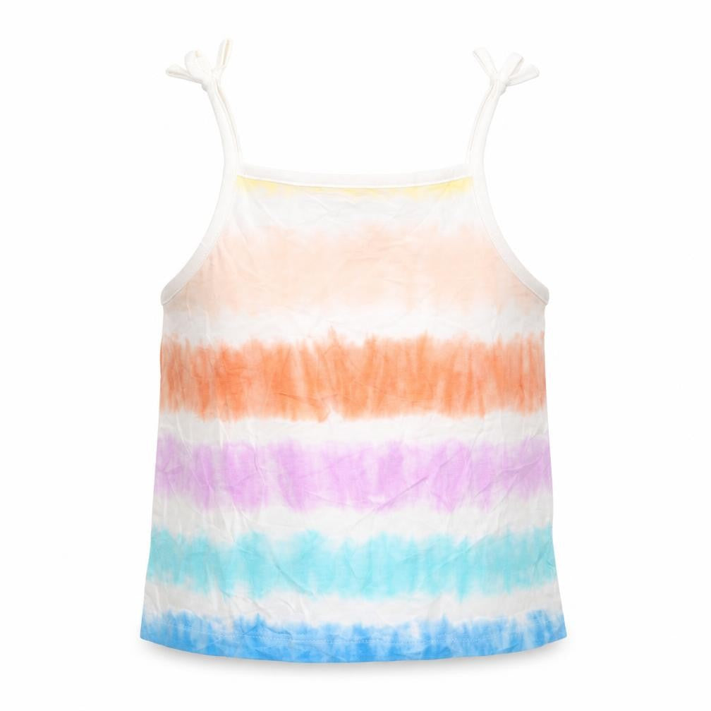 Marks & Spencer Girls Multicoloured Striped Cotton Cropped Tank Size 4-5 Years Square Neck Pullover