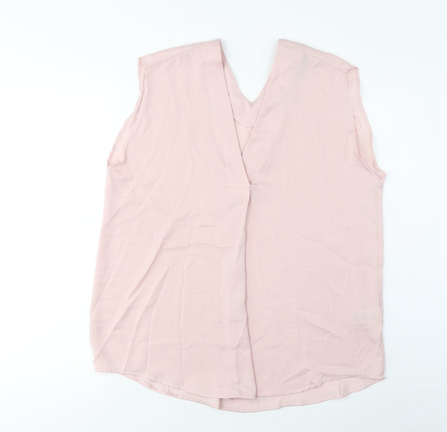 Marks and Spencer Womens Pink Polyester Basic Tank Size 12 V-Neck - Pleated