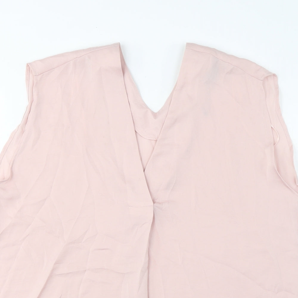 Marks and Spencer Womens Pink Polyester Basic Tank Size 12 V-Neck - Pleated