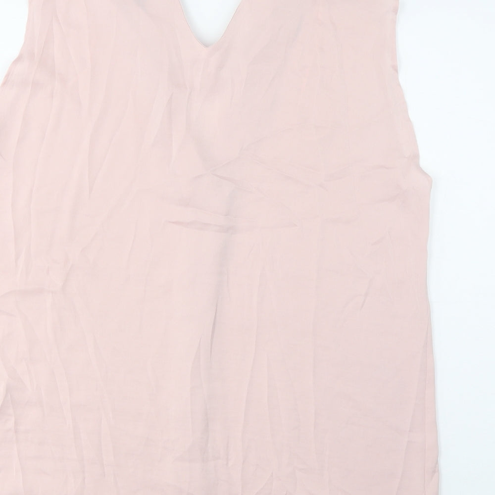 Marks and Spencer Womens Pink Polyester Basic Tank Size 12 V-Neck - Pleated