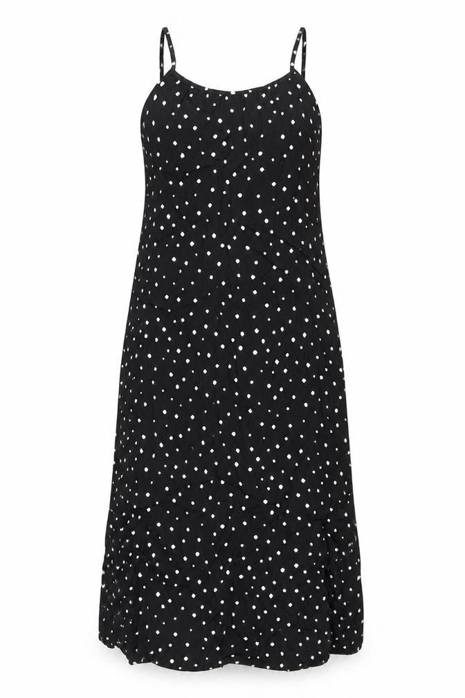 Marks & Spencer Womens Black Geometric Viscose Tank Dress Size 8 Square Neck Pullover