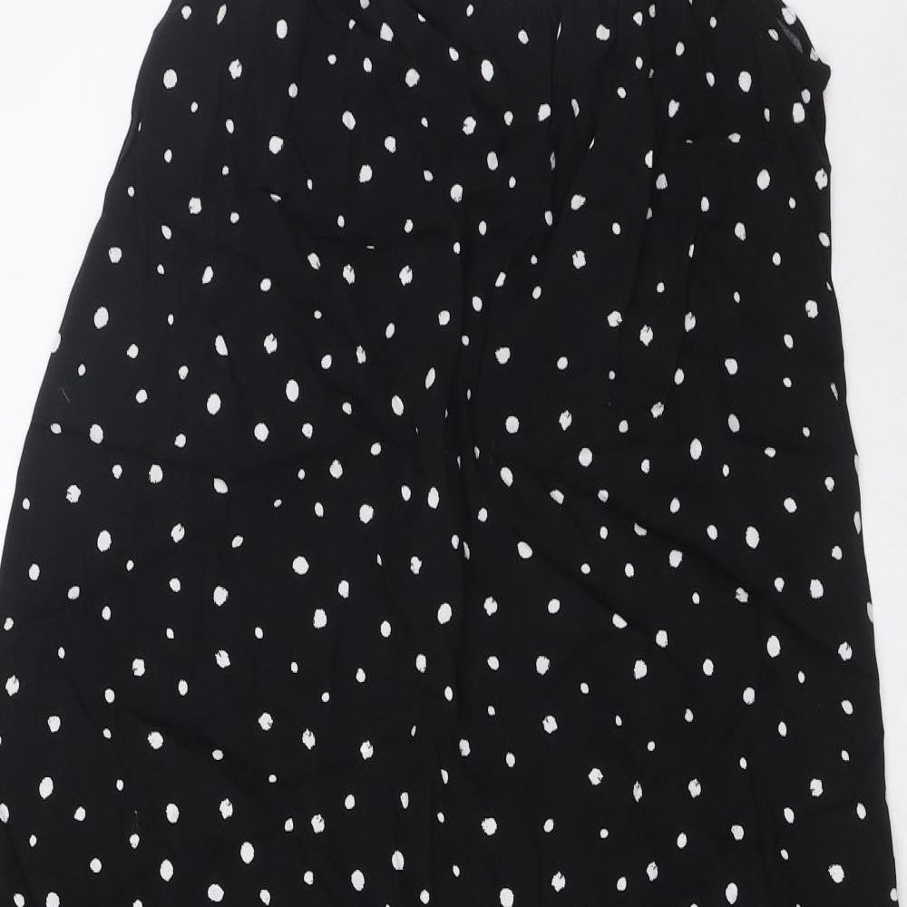 Marks and Spencer Womens Black Geometric Viscose Tank Dress Size 8 Square Neck Pullover
