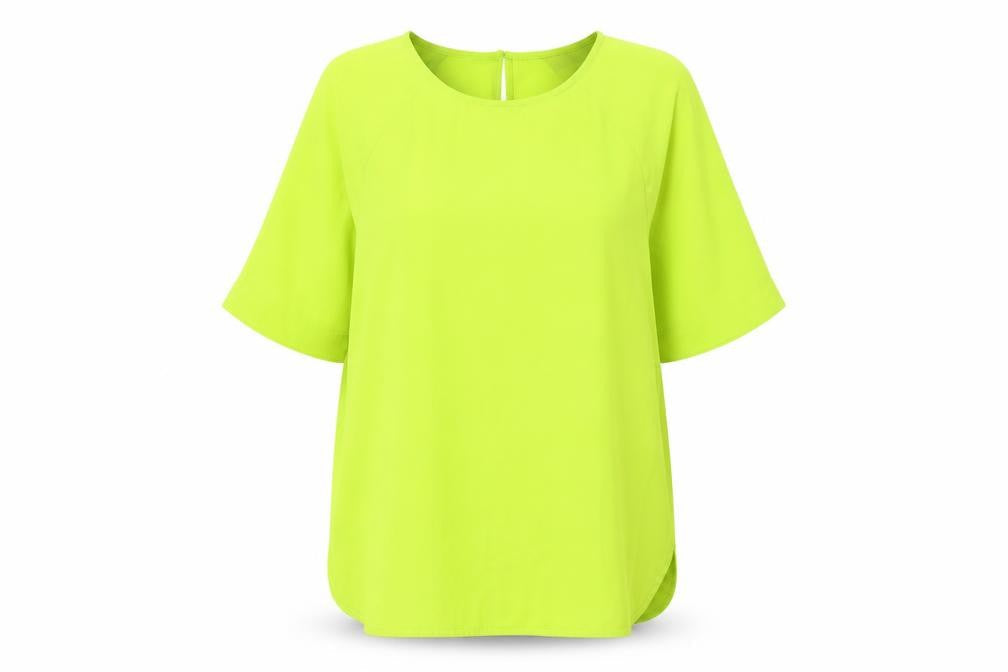 Marks & Spencer Womens Green Polyester Basic T-Shirt Size 6 Crew Neck