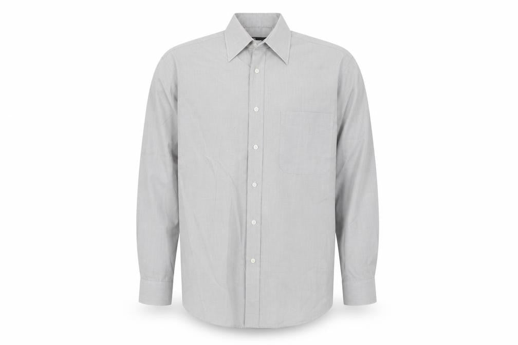 BHS Mens Grey Cotton Button-Up Size 14.5 Collared Button