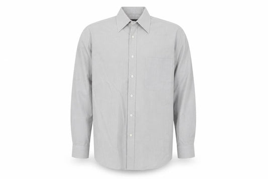 BHS Mens Grey Cotton Button-Up Size 14.5 Collared Button