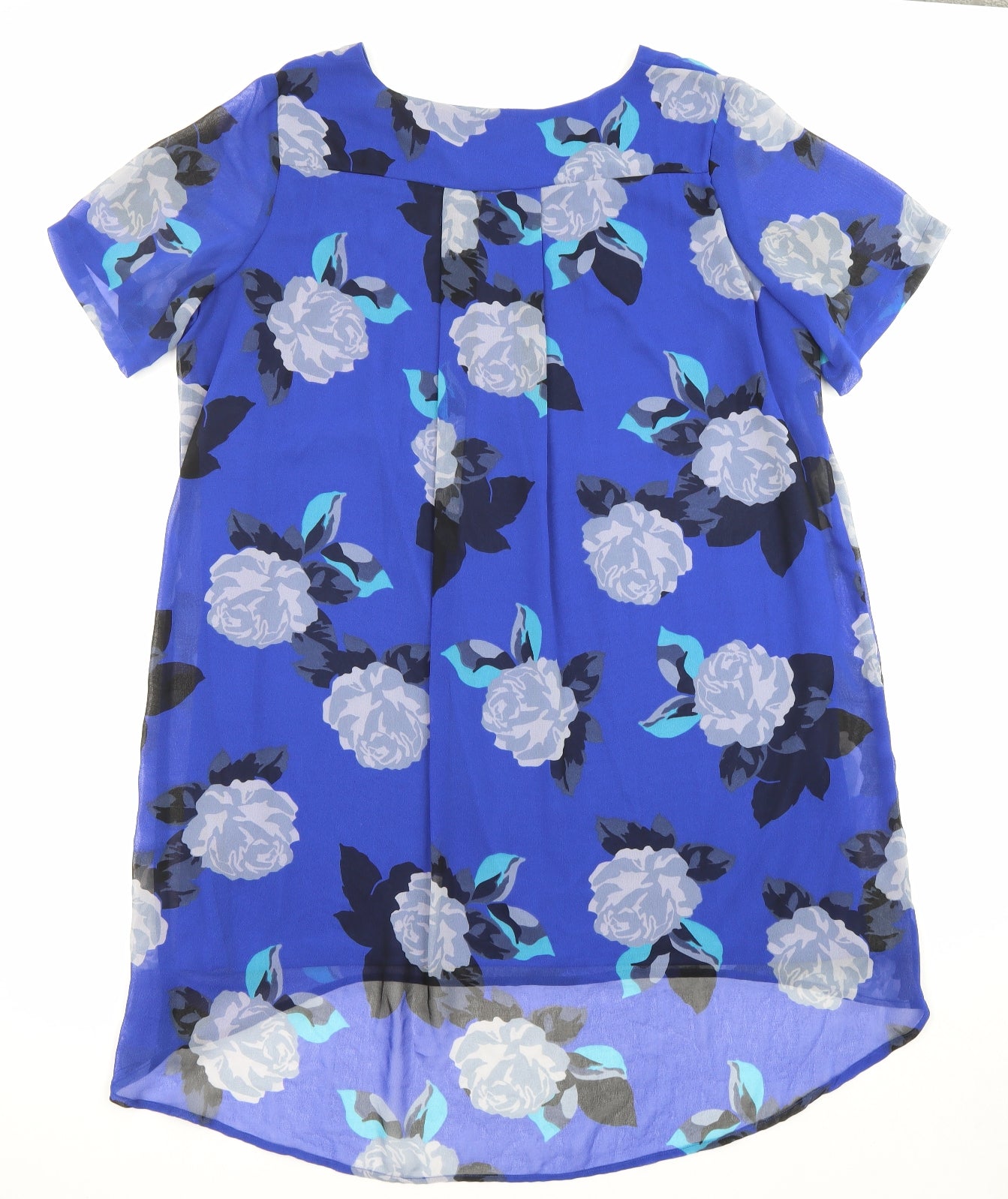 Simply Be Womens Blue Floral Polyester Tunic Blouse Size 20 Round Neck