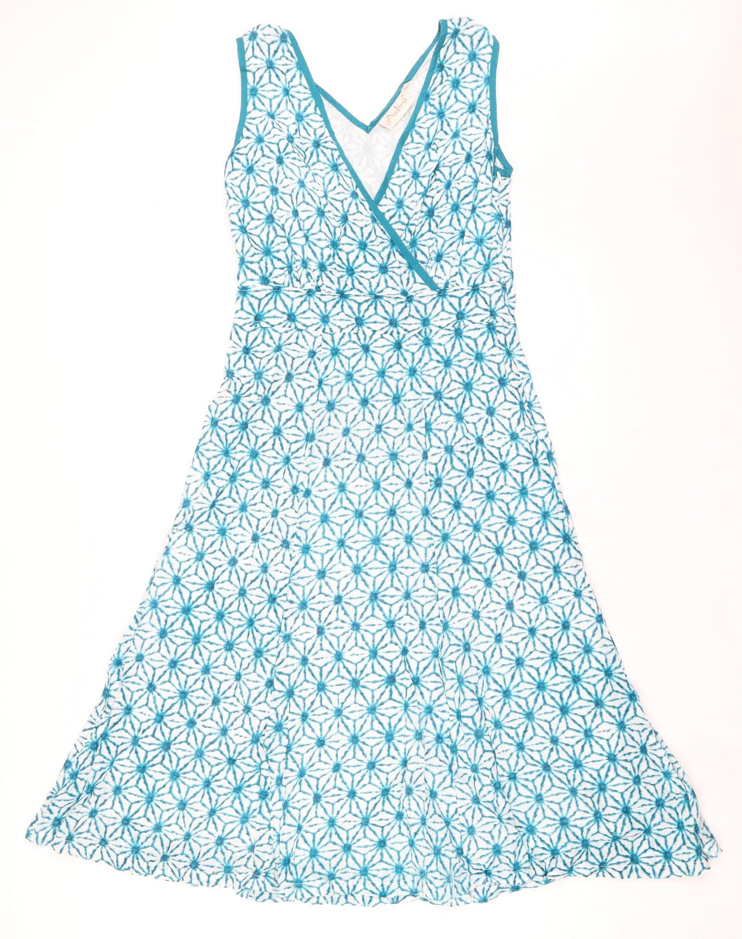 Adini Womens Blue 100% Cotton A-Line Size XS V-Neck Zip - High Empire Line