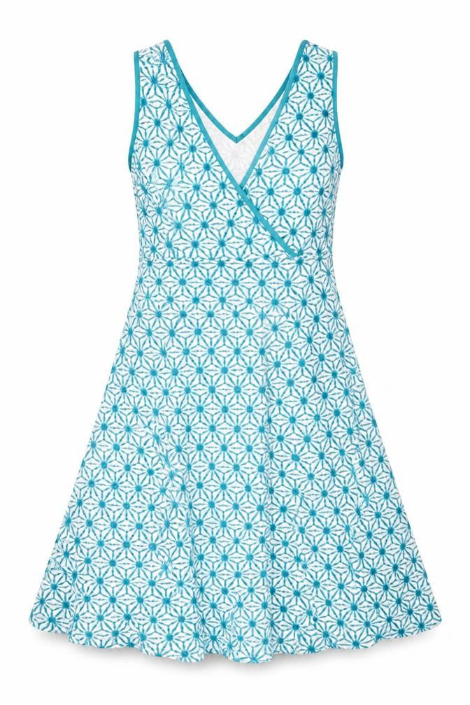 Adini Womens Blue 100% Cotton A-Line Size XS V-Neck Zip - High Empire Line
