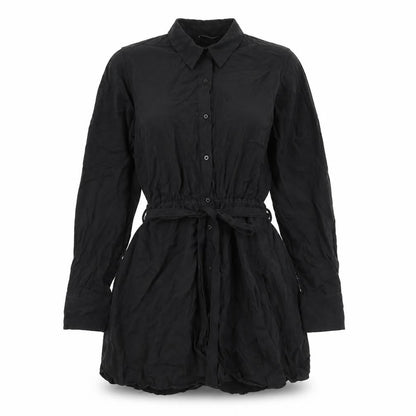 Zara Womens Black Polyester Shirt Dress Size XS Collared Button - Elasticated Waist