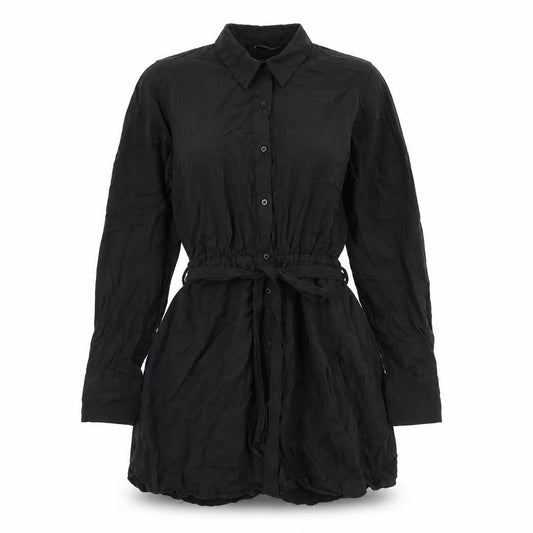 Zara Womens Black Polyester Shirt Dress Size XS Collared Button - Elasticated Waist