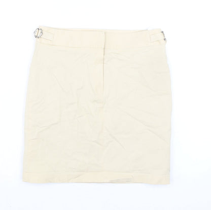 Next Womens Beige Cotton A-Line Skirt Size 10 Zip
