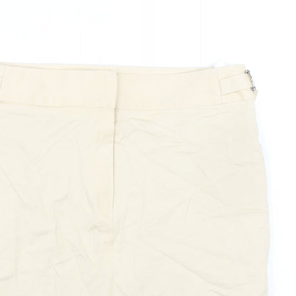 Next Womens Beige Cotton A-Line Skirt Size 10 Zip
