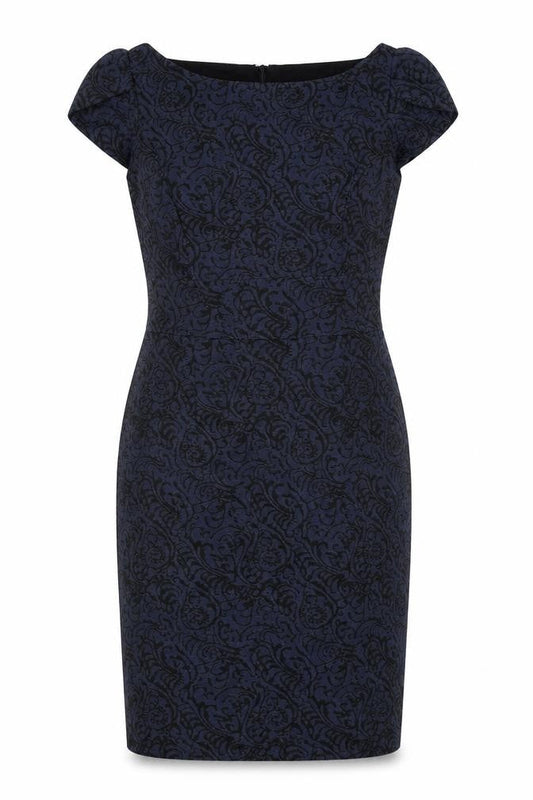 Per Una Womens Blue Acrylic Pencil Dress Size 12 Collared Zip