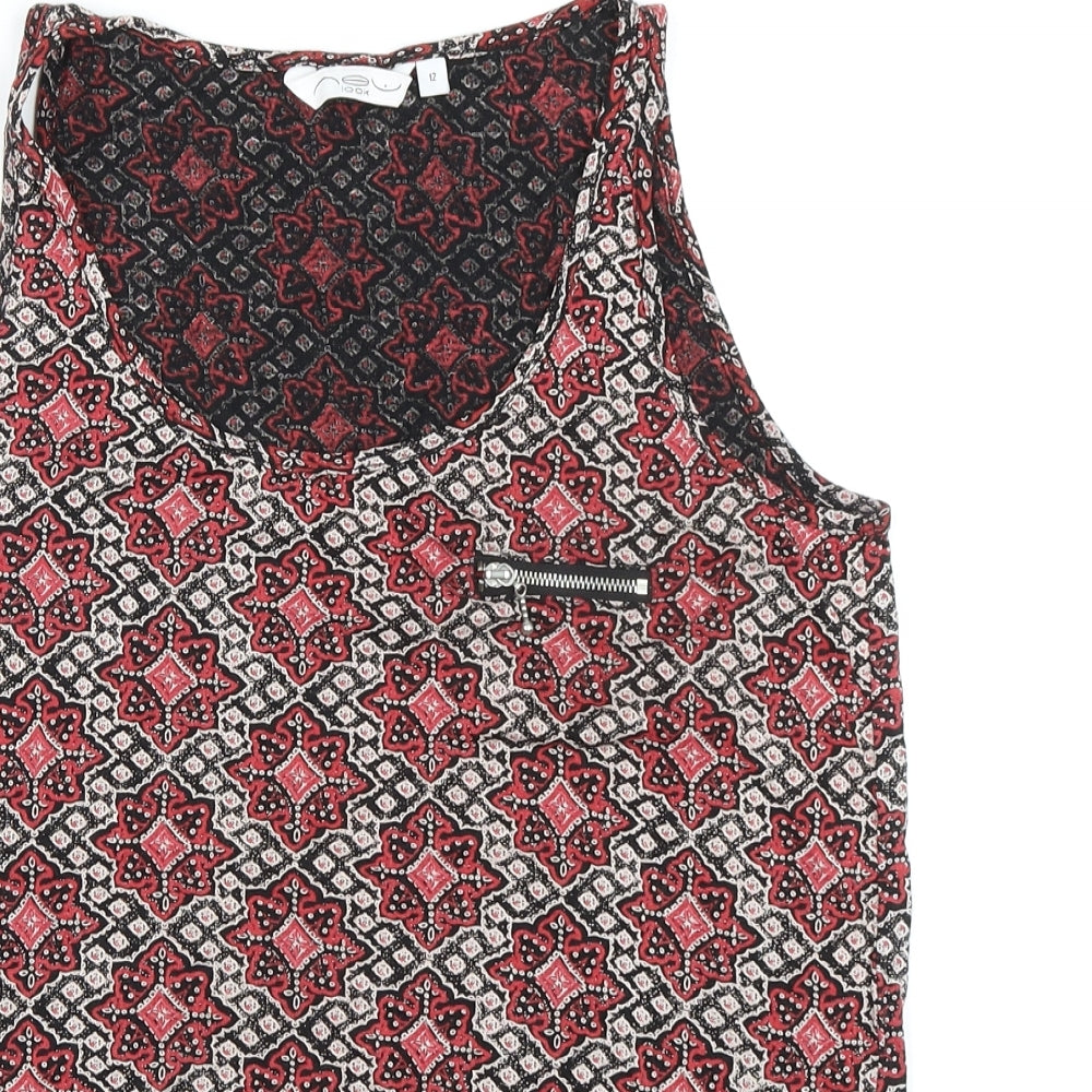 New Look Womens Multicoloured Cotton Basic Tank Size 12 Scoop Neck - Zip Pocket