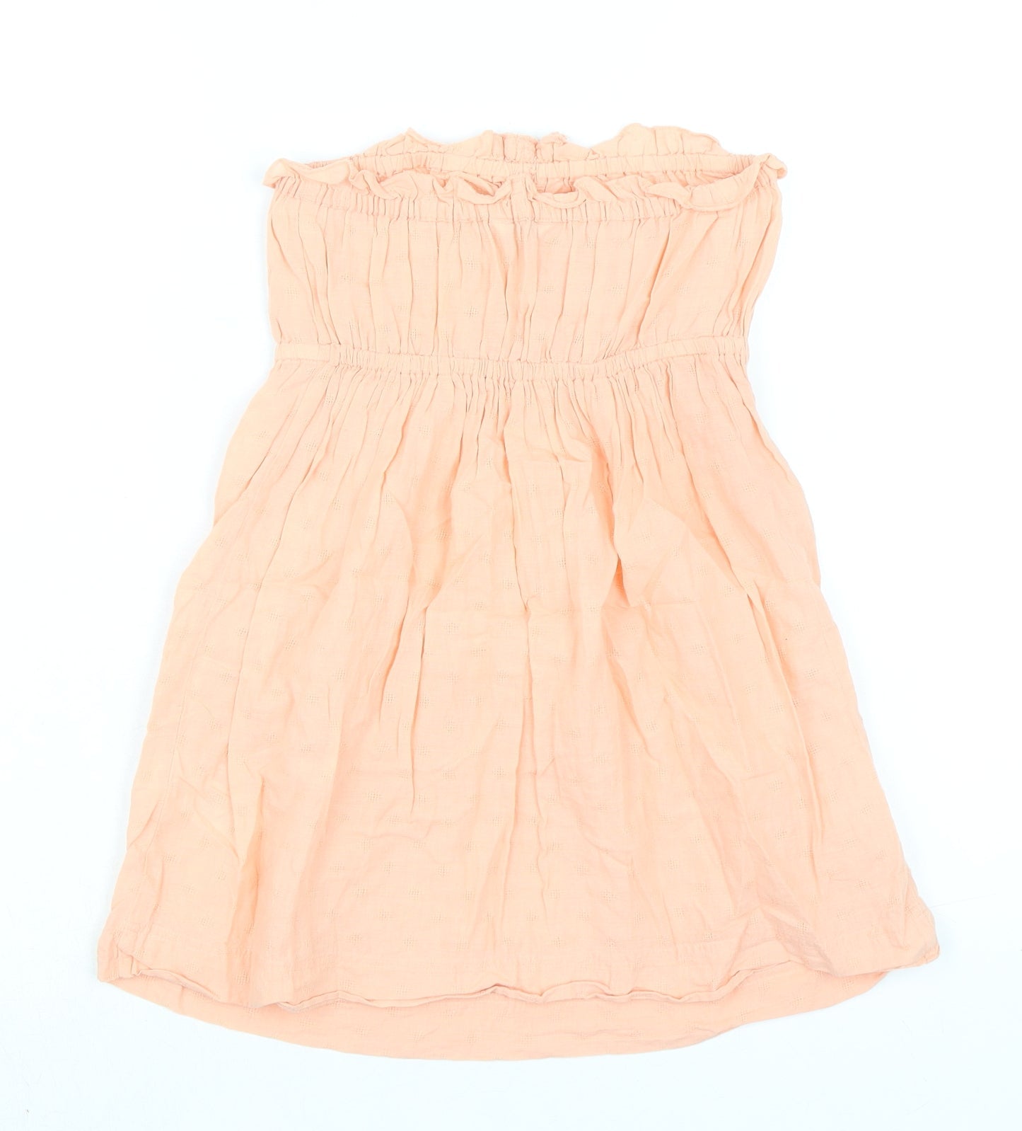 New Look Womens Orange 100% Cotton Basic Blouse Size 10 Off the Shoulder - High Empire Line