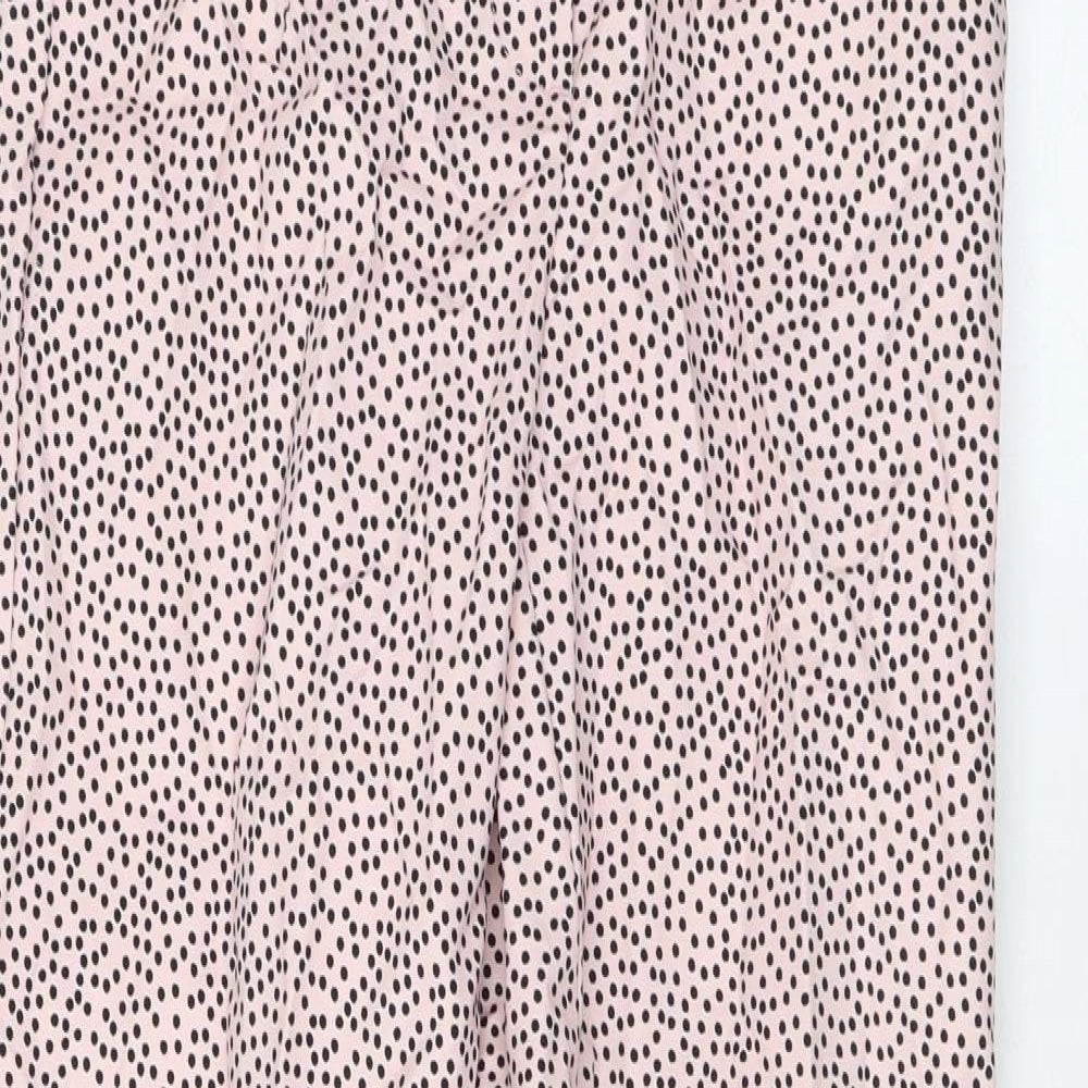 Marks and Spencer Womens Pink Polka Dot Cotton Trousers Size 6 L29 in Regular Zip