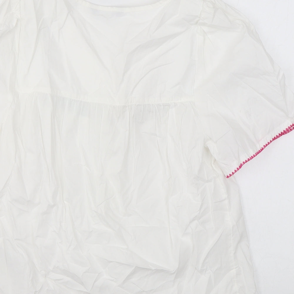 Marks and Spencer Womens White Cotton Basic T-Shirt Size 6 Round Neck