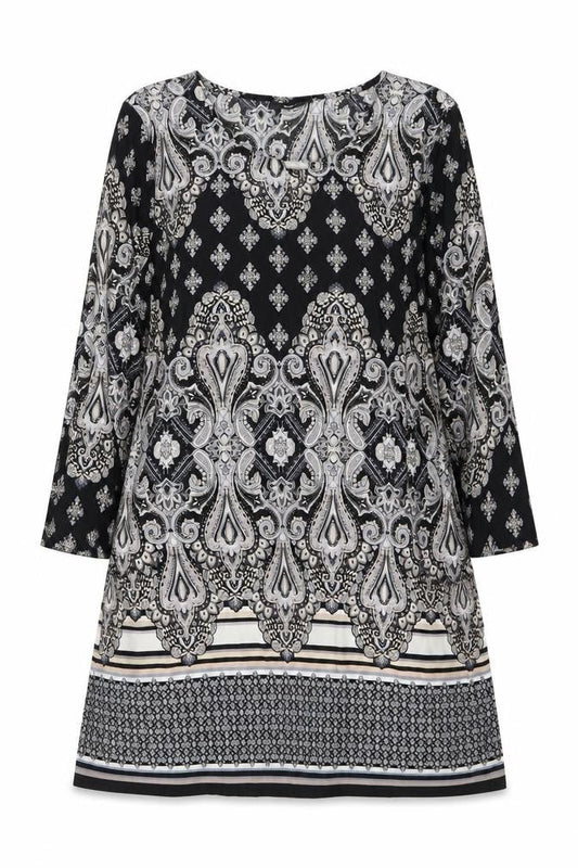 Wallis Womens Black Paisley Polyester A-Line Size M Round Neck Pullover