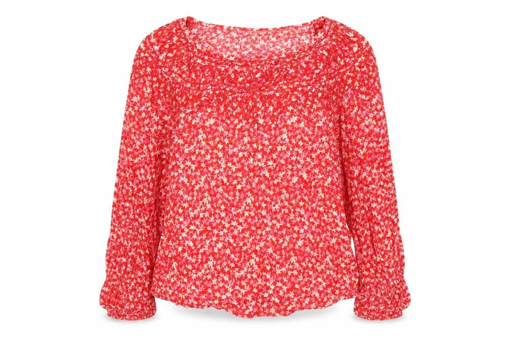 Marks & Spencer Womens Red Floral Viscose Basic Blouse Size 8 Round Neck