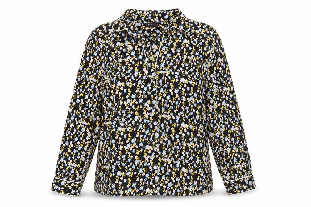 Marks & Spencer Womens Black Geometric Polyester Basic Blouse Size 10 Collared