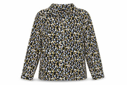 Marks & Spencer Womens Black Geometric Polyester Basic Blouse Size 10 Collared