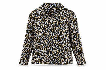 Marks & Spencer Womens Black Floral Polyester Basic Blouse Size 10 Collared