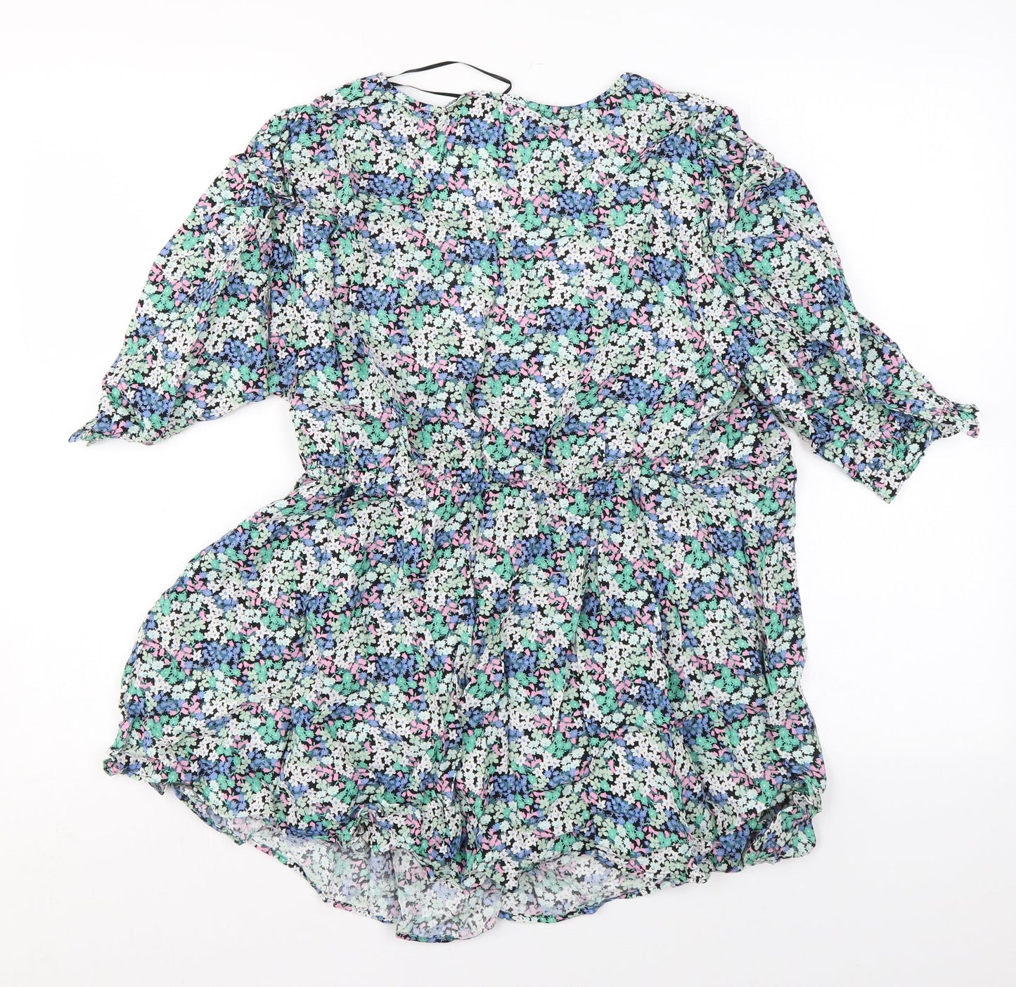 Marks and Spencer Womens Multicoloured Floral Viscose Basic Blouse Size 10 V-Neck