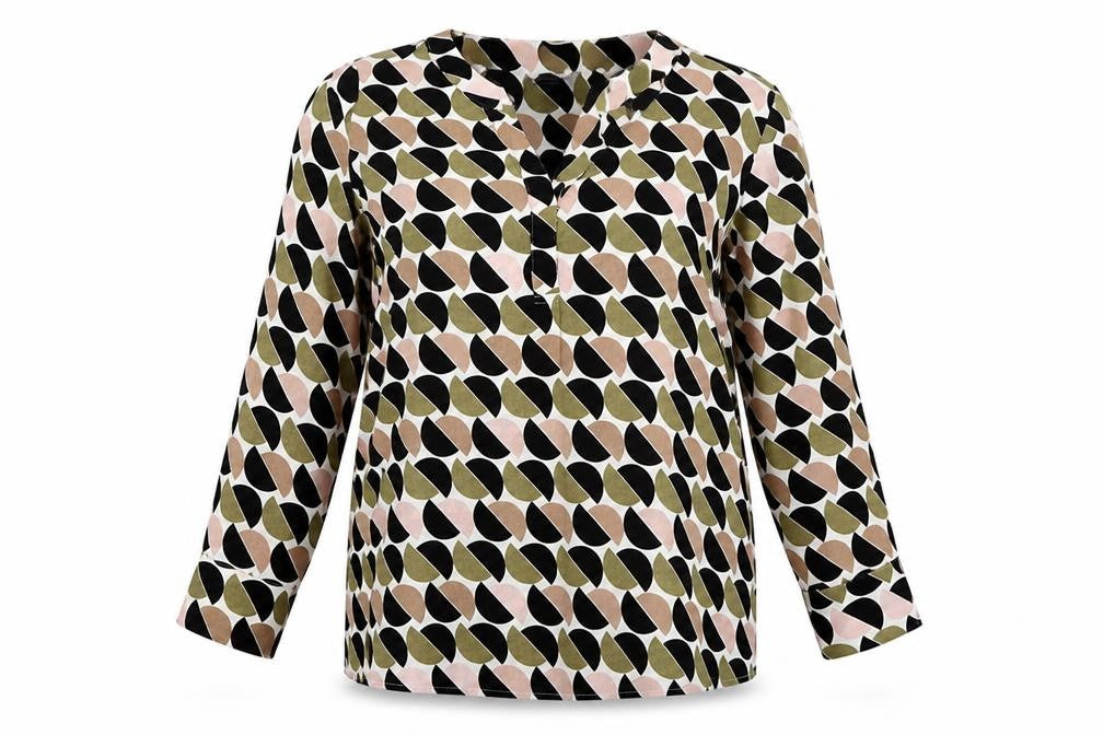 Marks & Spencer Womens Multicoloured Geometric Polyester A-Line Size 12 V-Neck Pullover