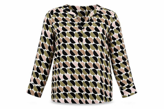 Marks & Spencer Womens Multicoloured Geometric Polyester A-Line Size 12 V-Neck Pullover