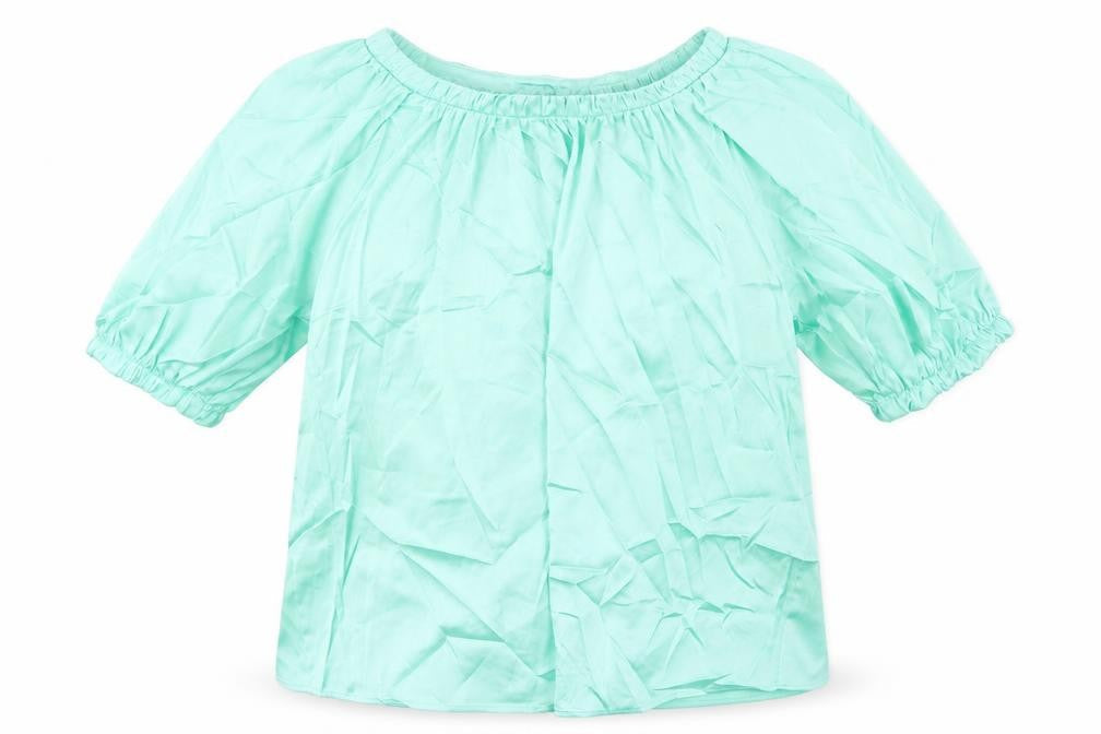 Marks & Spencer Womens Green Polyester Basic Blouse Size 8 Scoop Neck