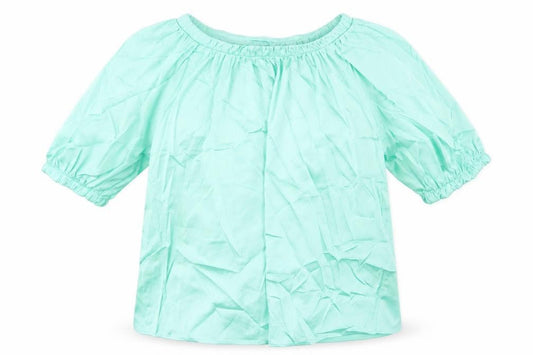 Marks and Spencer Womens Green Polyester Basic Blouse Size 8 Scoop Neck