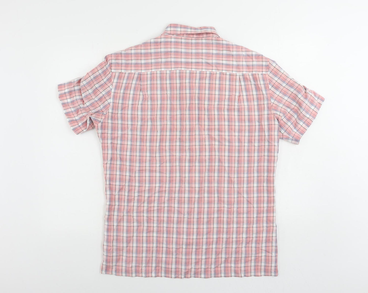 Blue Harbour Mens Pink Plaid Viscose Button-Up Size M Collared Button